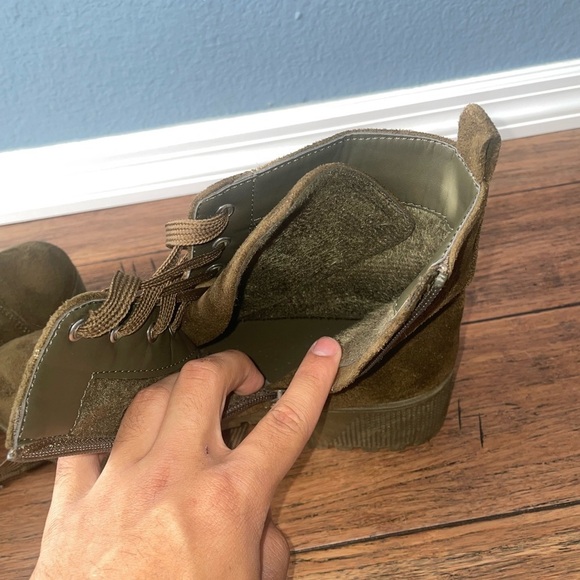 Olive💚combat boots🖤chunky boots place up booties - Picture 7 of 13